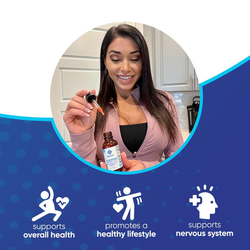 NuEthix Formulations B12 Liposomal with Methyl Folate Dietary Supplement, Bioactive B Vitamins to Support an Optimal Metabolism, 1 Fluid Ounce, 30 Servings