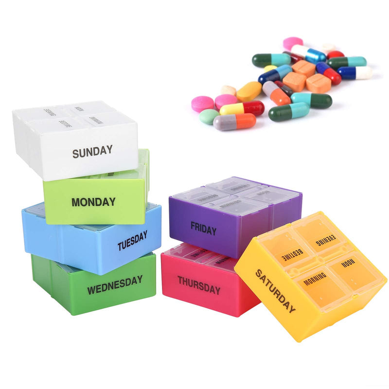 ZJchao Weekly Portable Pills Organizer Box Container 4 Times a Day Large Capacity Weekly Jewelry Case for Pills Vitamin Fish Oil Supplements