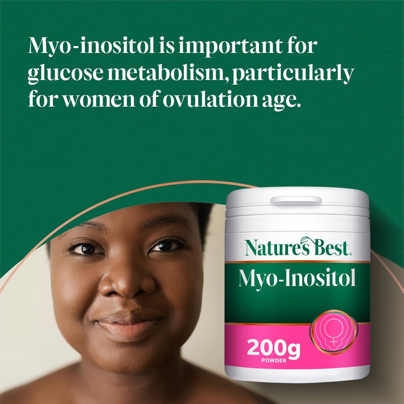 Nature's Best Myo-Inositol Powder - Suitable for Women - Fast Absorbing - Delicious & Easy to Mix - UK Made - 200g Powder, 50 Servings