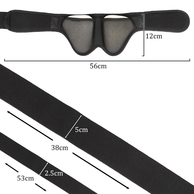 Hernia Belt Truss for Men Groin Hernia Support Brace Adjustable Groin Strap with 2 Removable Compression Pads Breathable Waist Strap for Single&Double Inguinal or Sports Hernia black(M)