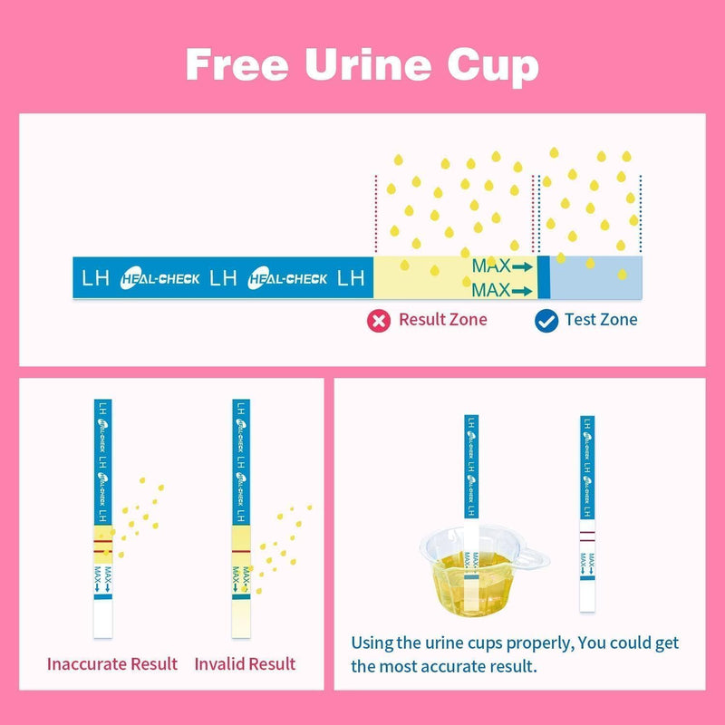 HEAL-CHECK 25 Count Ovulation Test Strips with Cups, Bulk Ovulation Test Strips for Women, Ovulation Predictor Kit, Accurate Fertility Tests for Home, Individually Wrapped 5mm LH