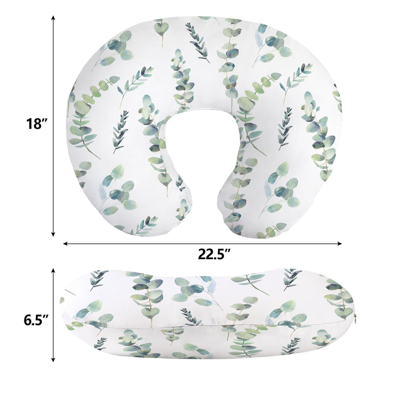 [Australia] - Little Grape Land Nursing Pillow Covers for Baby Girl, Soft Removable Covers Breathable for Breastfeeding Pillows, 2 Pack Nursing Pillow Cases Fit Standard Nursing Pillows, Leaves & Flower Spring Flower & Green Leaves 