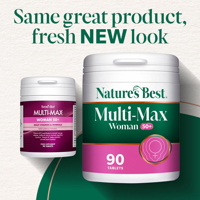 Nature's Best Multi-Max Multivitamin for Women Age 50+ - with Vitamin B6, Folic Acid, Zinc and More - UK Made - 90 Tablets (3 Months' Supply)