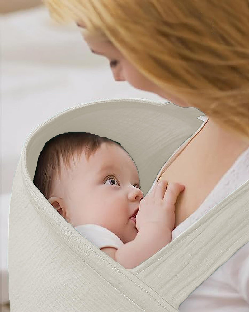 [Australia] - Muslin Nursing Cover for Breastfeeding, Breathable 100% Cotton Privacy Nursing Covers with Rigid Hoop for Mother Nursing Apron, Include Burp Cloths, Soft Arch Neckline Nursing Apron (Gray) Gray 