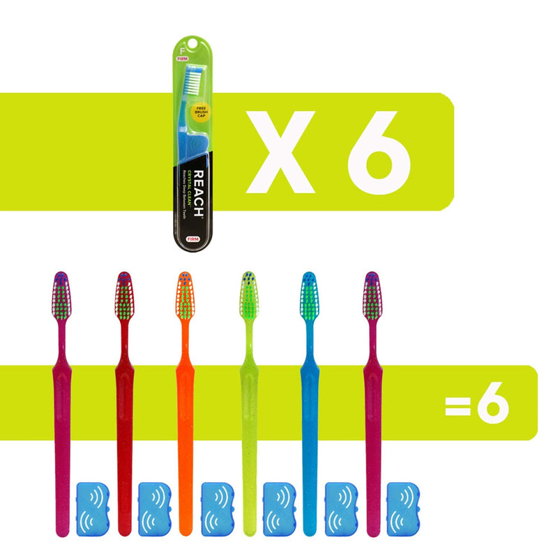[Australia] - Reach Crystal Clean Toothbrush, Firm Bristles, 1 Count, Pack of 6 