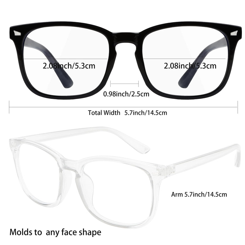 [Australia] - 2 PCS Blue Light Glasses for Woman, Blue Light Glasses Men Bluelight Blocking Glasses Eyeglasses For Reading Gaming Black + Clear Fashion 
