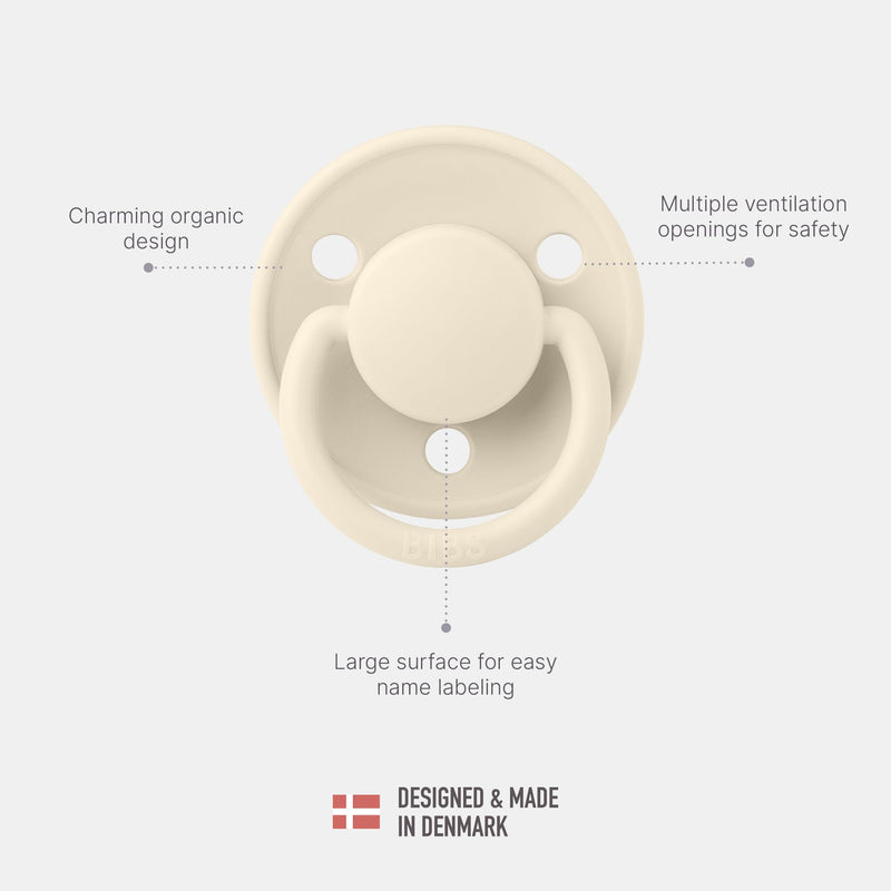[Australia] - BIBS Pacifiers - De Lux Collection | BPA-Free Baby Pacifier | Made in Denmark | Set of 2 Ivory/Sage Color Premium Soothers | Size One Size 2 Count (Pack of 1) 