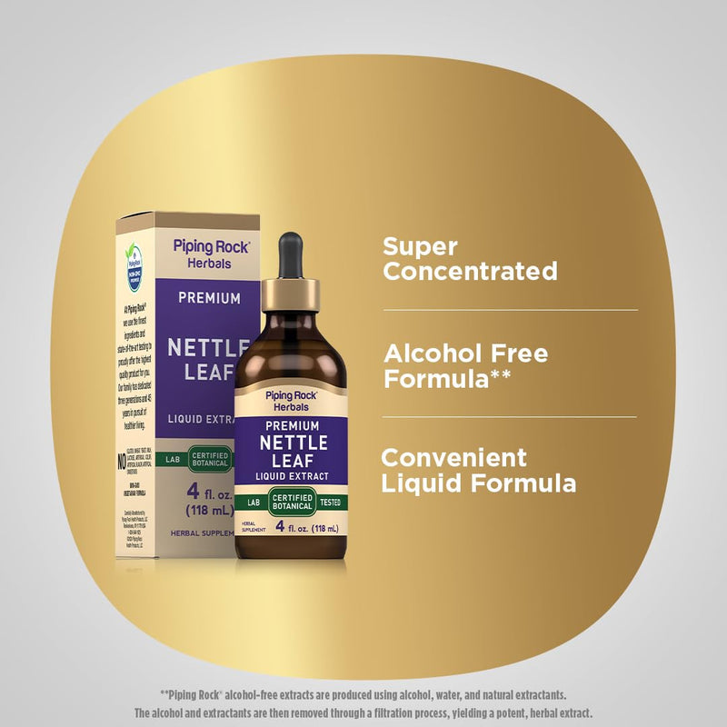 [Australia] - Piping Rock Nettle Leaf Extract | 4 fl oz | Premium Liquid | Certified Herbal Botanical | Alcohol Free | Non GMO, Gluten Free 