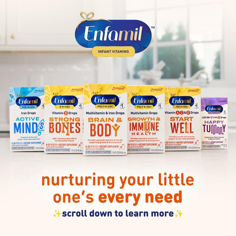 Enfamil Baby Vitamin D-Vi-Sol Liquid Vitamin D Drops, Supports Strong Teeth & Bone Development, 50mL Bottle (Pack of 2) 1.69 Fl Oz (Pack of 2)
