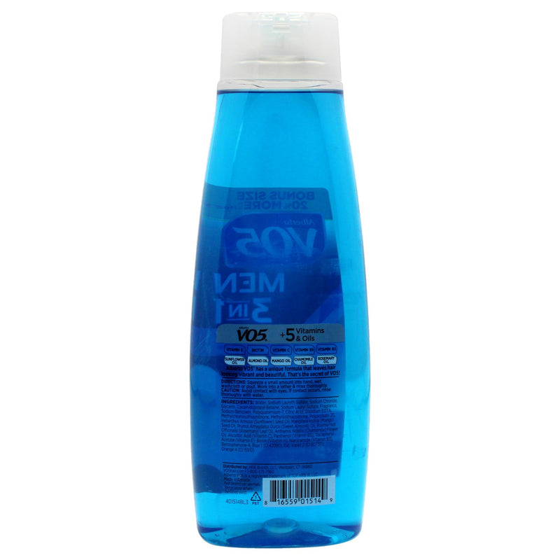 VO5 Alberto Men 3 in 1 Fresh Ocean Surge - 3 in 1 Shampoo Conditioner and Body Wash - With 5 Oils and 5 Vitamins - Energizing Ocean Scent - 15 oz 15 Fl Oz (Pack of 1)