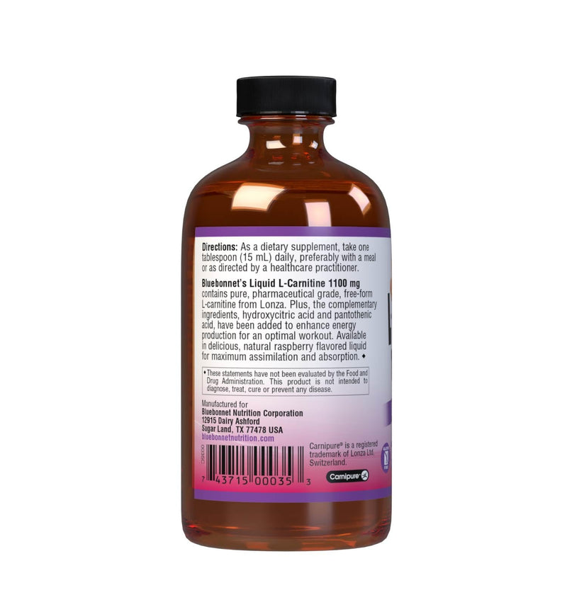 [Australia] - Bluebonnet Liquid L-Carnitine 1100 mg, Raspberry, 8 Fluid Ounce 