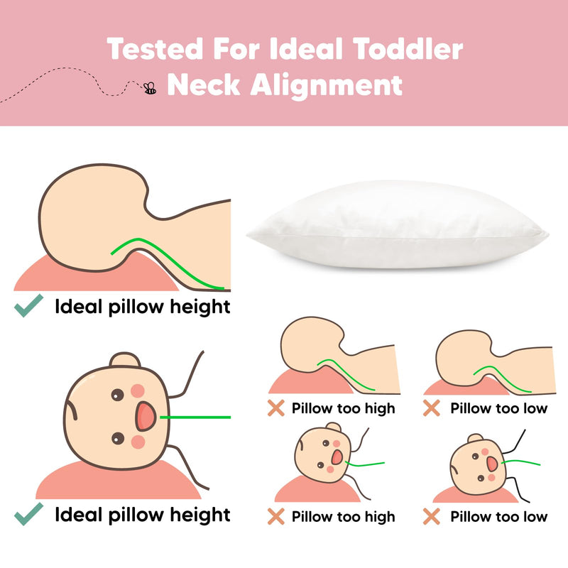 [Australia] - KeaBabies Toddler Pillow - Soft Organic Cotton Toddler Pillows for Sleeping - 13X18 Small Pillow for Kids - Kids Pillows for Sleeping - Kids Pillow for Travel, School, Nap, Age 2 to 5 (Soft White) Soft White 1-Pack, Standard 