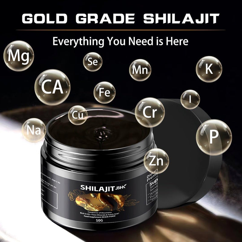 Shilajit Himalayan Organic Resin,Gold Grade Himalayan Shilajit with Fulvic & Humic Acid & 85+ Trace Minerals Complex for Energy, Strength & Immunity for Men & Women (50g, Unflavoured) 1 count (Pack of 1)