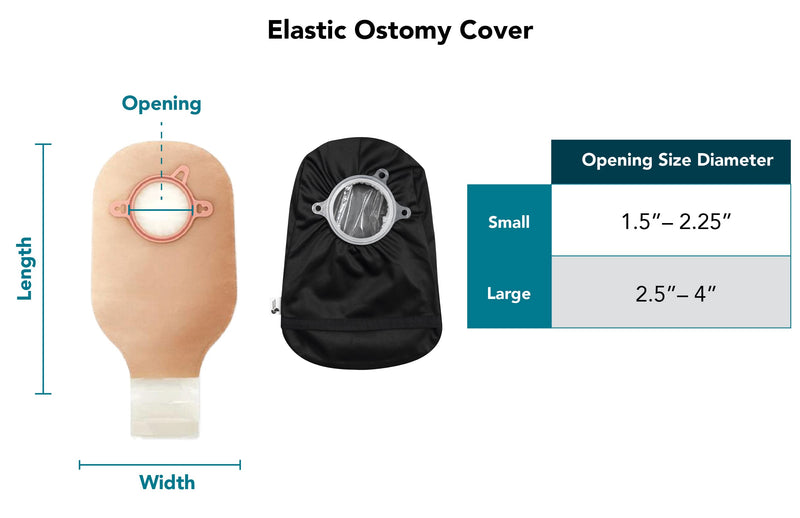 [Australia] - Black Elastic Ostomy Bag Cover | Fashionable & Adjustable Colostomy Stoma Ileostomy Pouches | Black, Size 6x9 (Small Opening) Size 6x9, Opening Small 