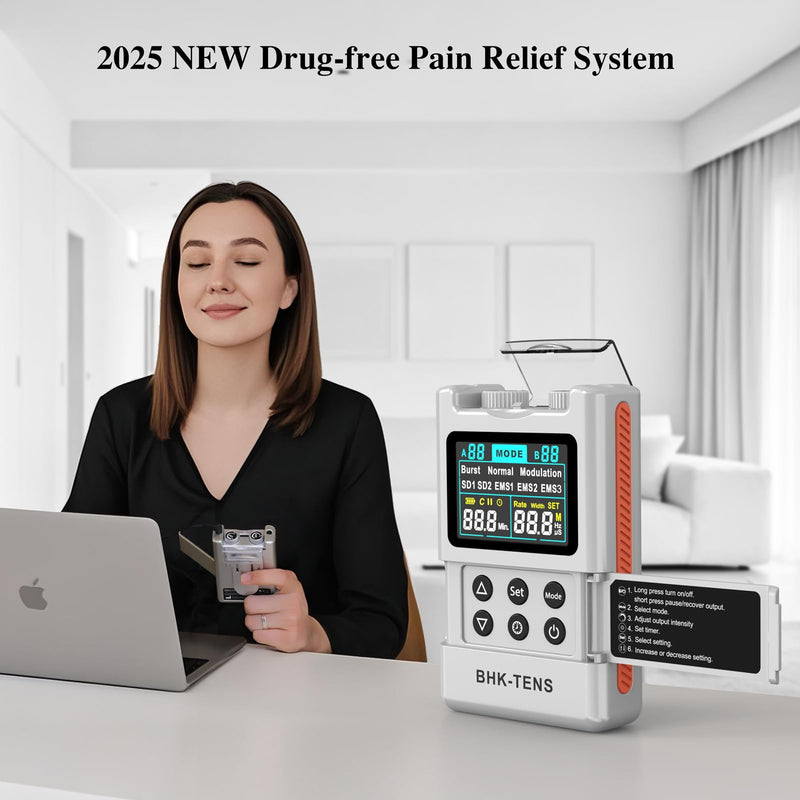 Digital TENS Unit with 8 Electrodes Pads, EMS TENS Unit Muscle Stimulator for Back Pain Relief, Upgraded Color LCD TENS Machine, Rechargeable Tens Massager for Neck Pain Relief, Sciatica Pain Relief