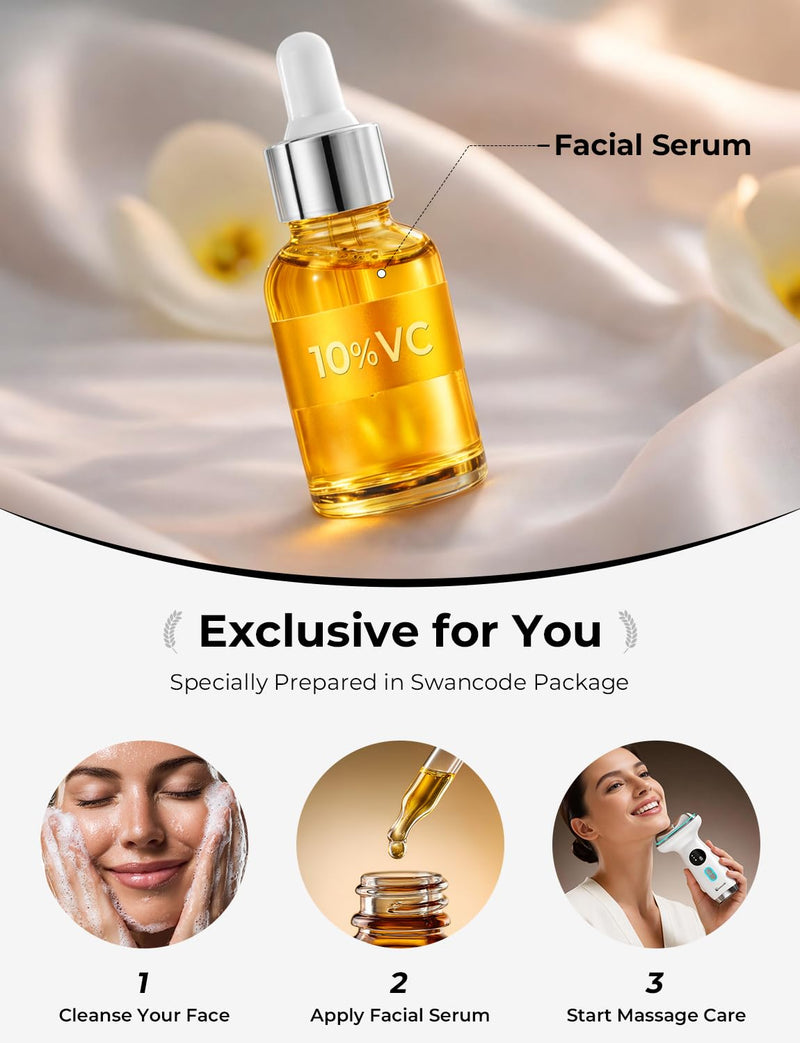 Cold & Heat Face Sculpting Tool with Red Light, Gua Sha & Serum | Hot Electric Gua Sha & Cold Depuffing, 7-in-1 facial tool, for depuffing, sculpting and contouring face, neck and eye area 1 Pack