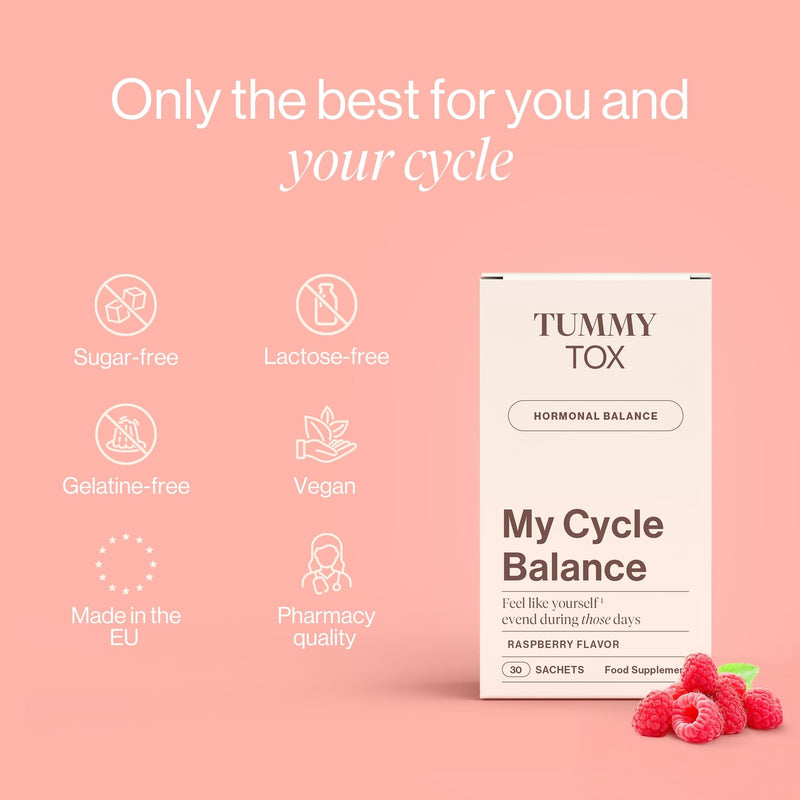 My Cycle Balance with Chicory, Magnesium, Nettle, Hyaluronic Acid, Shatavari, Saffron, Folate and Vitamins for Women - 30 sachets by Tummy Tox