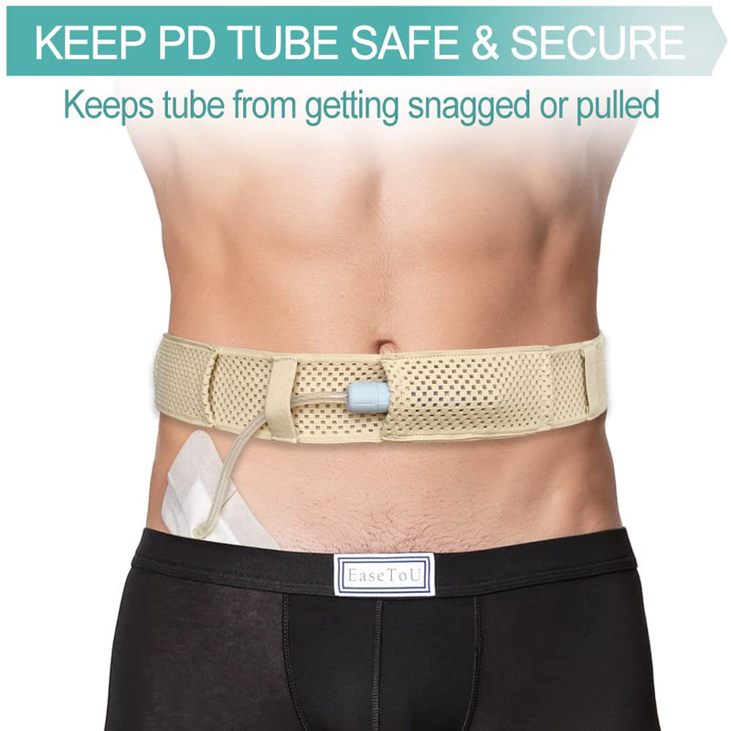 [Australia] - Comfortable Breathable Peritoneal Dialysis Belt PD Catheter Holder Accessories Adjustable Feeding G Tube Pouch Safety Secure Transfer Set Peg Tubing Supplies Men Women, Beige Large Large(Pack of 1) 