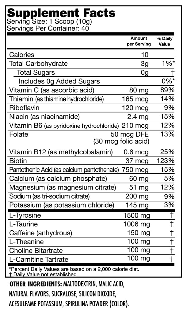 [Australia] - SNEAK | Blue Raspberry | Zero Sugar, Low-Calorie Energy Drink for Sustained Concentration & Focus | 40 Servings 