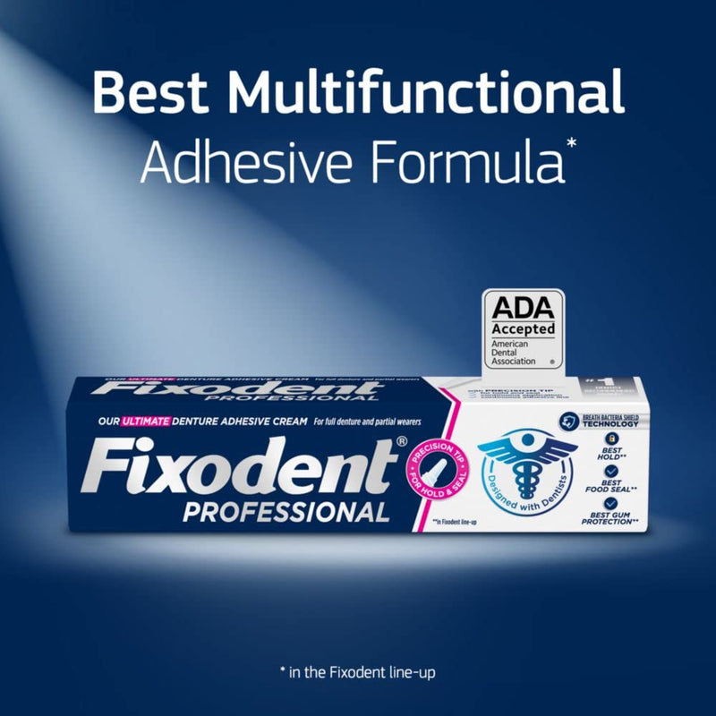 [Australia] - Fixodent Professional Ultimate Denture Adhesive Cream for Full and Partial Dentures, 1.8 oz, 4 Pack 
