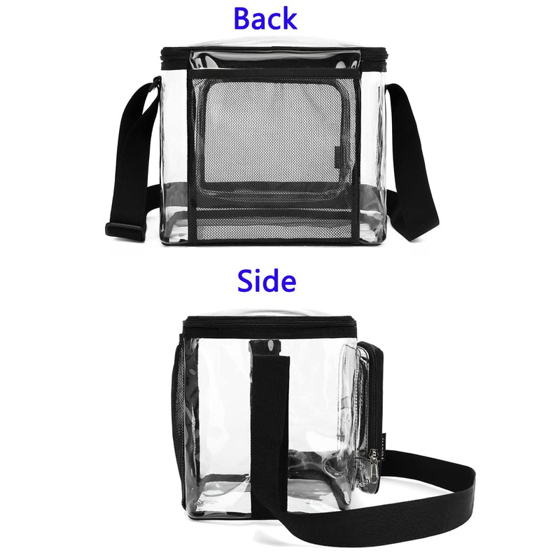 [Australia] - FlowFly Clear Lunch Bag Adult Large Heavy Duty Transparent Stadium Approved Lunch Box for Women and Men with Adjustable Shoulder Strap, Front Zipper Pocket, Clear 