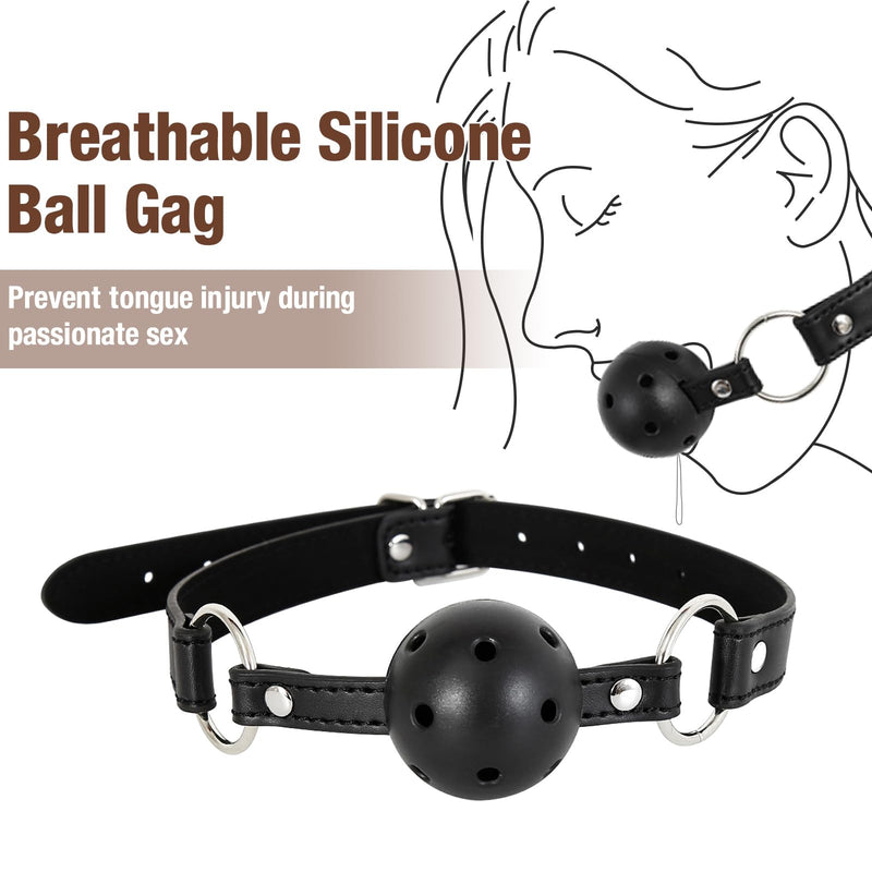 BDSM Anal Hook with Ball Gag, 2 in 1 Leather Sex Bondage Set Anal Trainer with Collar, Handcuffs & Adjustable Strap, Restraints Kit Role Play Butt Plug Fetish Slave SM Adult Sex Toys Unisex