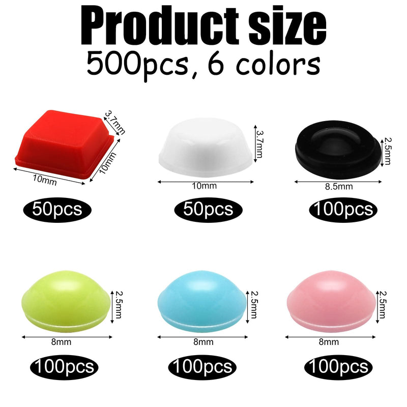 500pcs Bump Dots for Visually Impaired, Assorted Sizes Braille Stickers Low Vision Aids Products Tactile Dots for Blind & Elderly (Red, Light Blue, Green, Pink, Milky-White, Black)