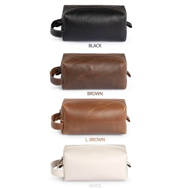 Londo Leather Cosmetic Makeup Pouch & Travel Watch Box. High Quality Stylish Durable Protective Storage Organizer for Toiletries & Versatile Accessories (White) White