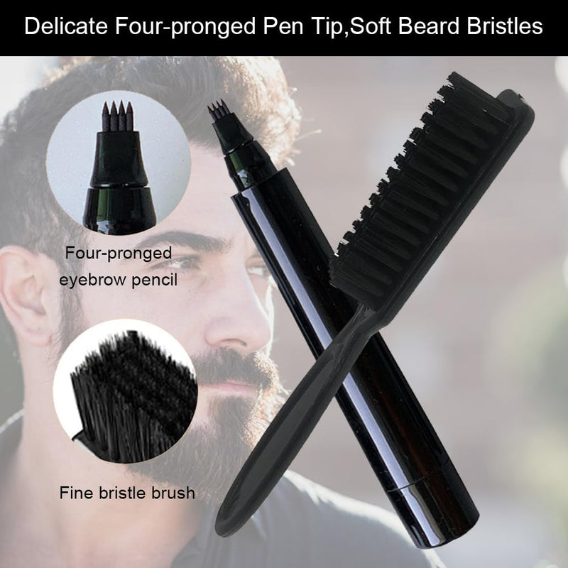 [Australia] - Beard filler pen, 2 pieces beard filler pen, waterproof beard pen, mustache pen, beard filler pencil, waterproof beard pen for men, men's beard pen black, beard pen filling set for filling mustaches 