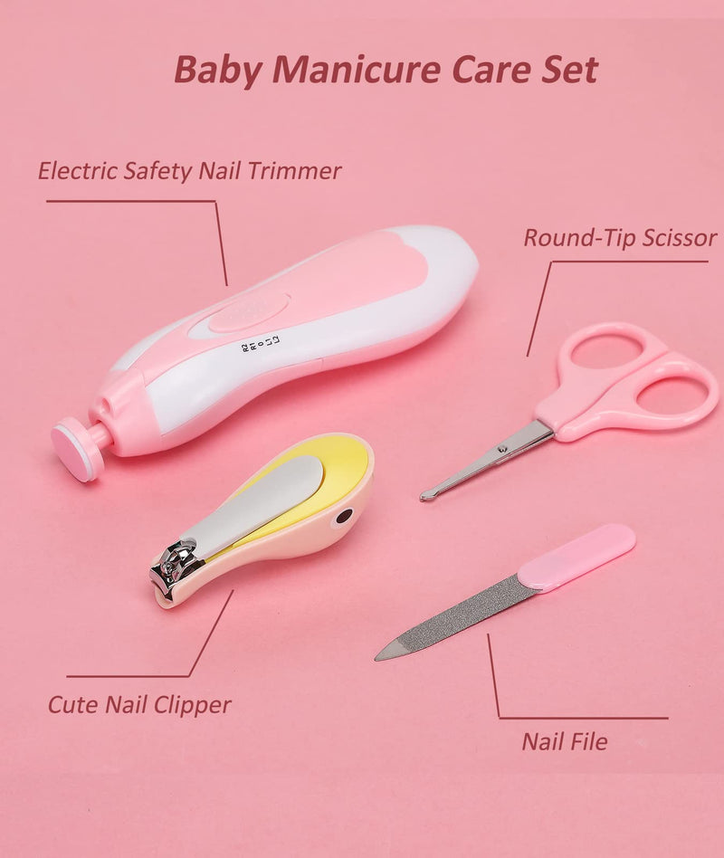 Baby Healthcare and Grooming Kit, Electric Safety Nail Trimmer Baby Nursery Kit, Newborn Care Kits with Hair Brush Comb for Newborn Infant Toddlers Baby Boys Girls Kids, Baby Shower Gifts Pink