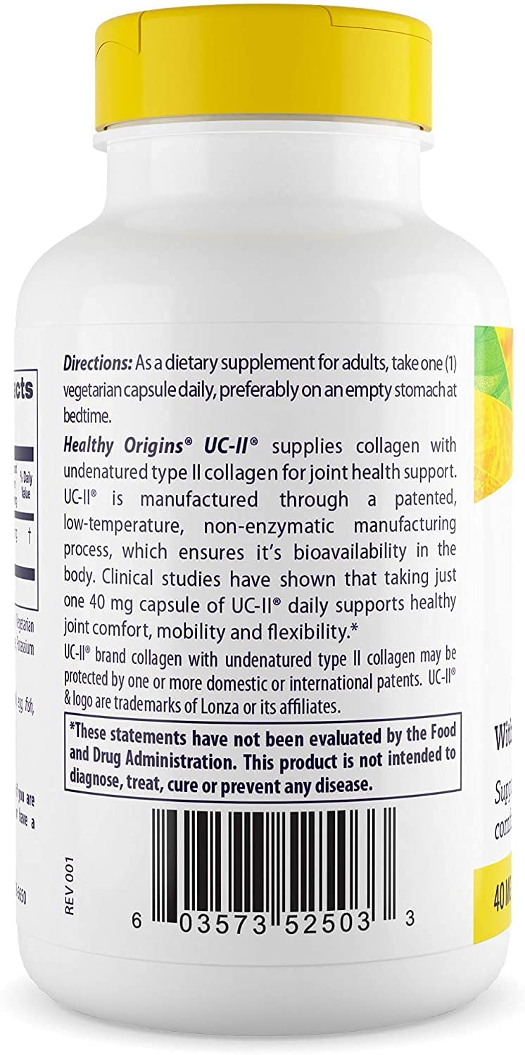 [Australia] - Healthy Origins UC-II, 40 mg - Premium Collagen Supplement for Joint Health, Mobility & Flexibility - Undenatured Type II Collagen - Gluten-Free & Non-GMO Supplement - 120 Veggie Caps 120 Count (Pack of 1) 