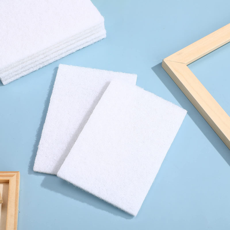 [Australia] - 20 Pieces White Scrubbing Pad Non Woven Pads Scouring Pad Non Scratch Multipurpose Scouring Sponge Abrasive Hand Pad Multi Surface Scrubber Pads for Cleaning Polishing (6 x 9 Inch) 6 x 9 Inch 
