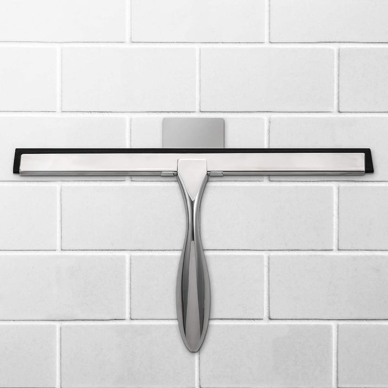[Australia] - Simtive 12-Inch Shower Squeegee Set, includes Shower Door Hook and Adhesive Hook, Squeegee for Shower Doors, Mirror and Window, Silver 