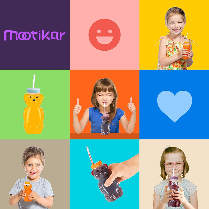 [Australia] - Honey Bear Straw Cups, Juice Bear Bottle Drinking Cup Long Straws with 4 Flexible Straws & Cleaning Tools, 8-Ounce Therapy Sippy Bottles for Speech and Feeding Training, Food-Grade & BPA Free 2 Pack Aqua 