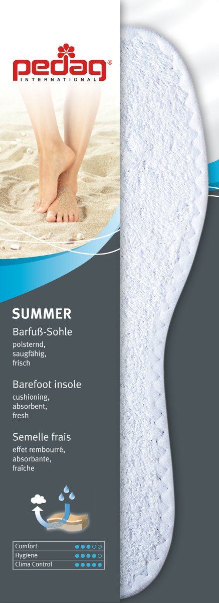 [Australia] - Pedag Summer | Terry Cotton Sockless Insoles | Barefoot Inserts | Handmade in Germany | Absorbs Sweat & Controls Odor | Wear Without Socks | Washable | US Women 8/ Men 5/ EU 38 | White | 3 Pair 3 pairs 