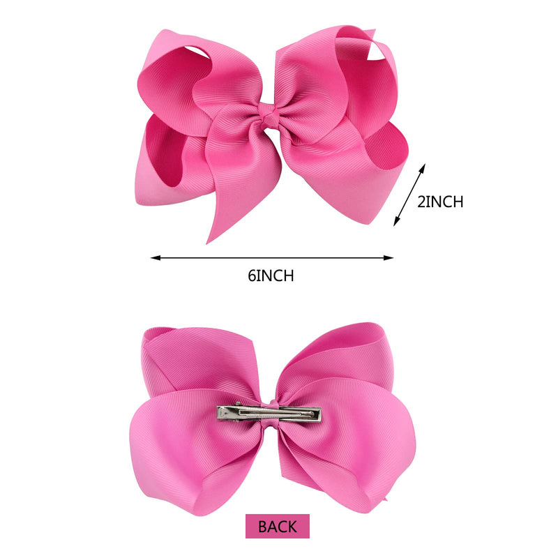 20PCS Big 6 Inch Hair Bows for Girls Grosgrain Ribbon Toddler Hair Accessories with Alligator Clips for Toddlers Baby Girls Kids Teens 20pcs/6inch