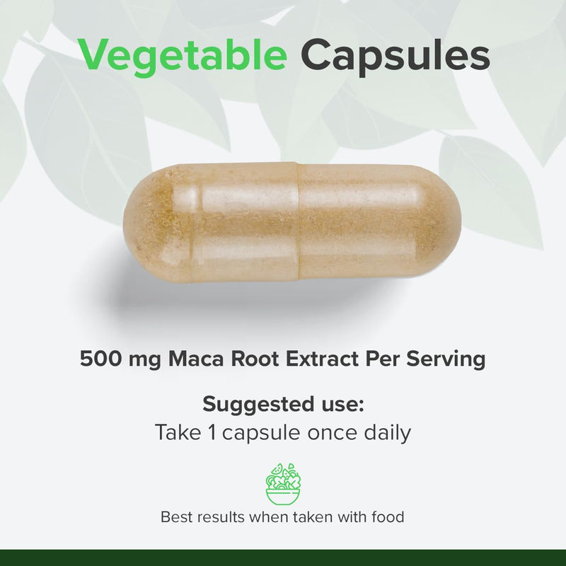 Maca Root Extract 10:1 – 500 mg – 120 Capsules | 4 Moths Supply | Vegan HPMC Capsules | GMO & Gluten Free | Raw Powders 120 count (Pack of 1)