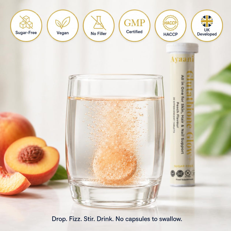 Glow+ Peach 7-in-1 Glutathione Beauty Drink | Glutathione 500mg + Vitamin C 500mg | Hyaluronic Acid, Biotin, Zinc & ALA | Skin Glow, Even Tone & Radiance | Zero Sugar, No Fillers | 20 Count