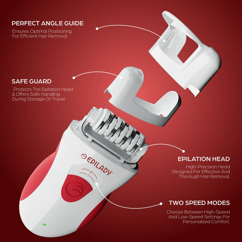 [Australia] - Epilady Legend 4 | Cordless Epilator Hair Removal Device for Women, 2 Speed Bikini Trimmer, Electric Shaver for Women, Rechargeable Body Hair Remover 
