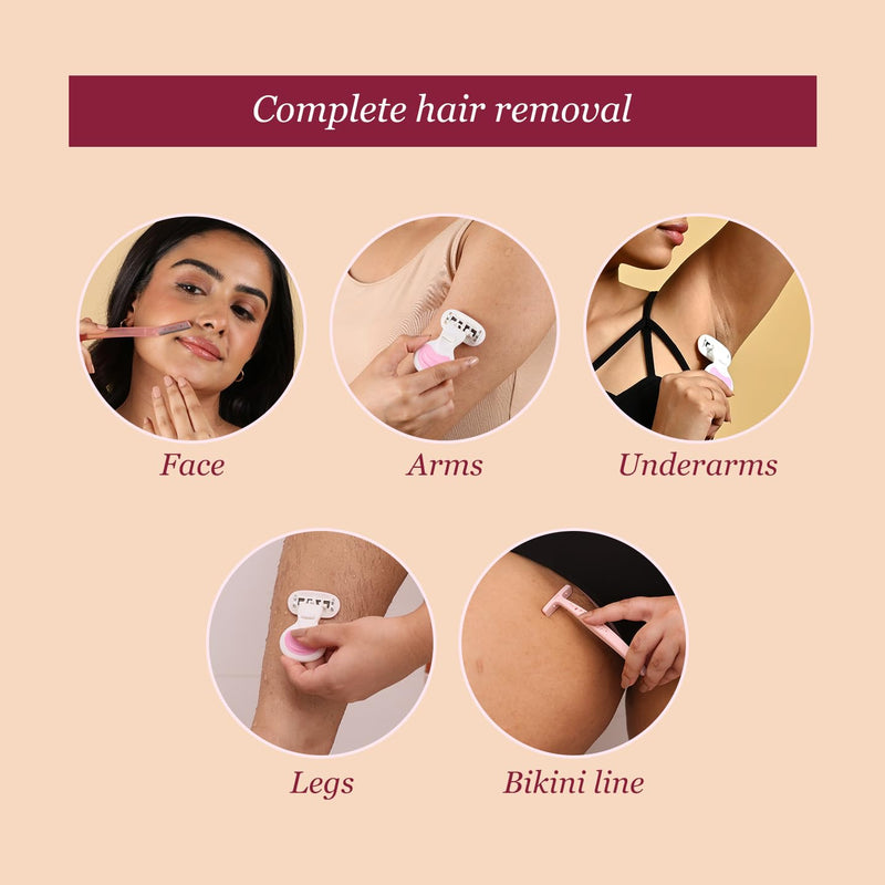 [Australia] - Carmesi Full-Body Shaving Combo with 3 Facial Razors + 1 Body Mini Razor + 1 Bikini Razor | Painless & Precision Face Hair Removal | Prevents Nicks & Cuts | for Smooth Shave | (5 Count) 