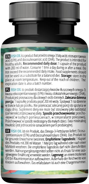 Fish Oil 1000mg - High Dose Omega 3 with 330mg EPA and 220mg DHA - 60 Softgel Capsules - 2 Months Supply - Unsaturated Fatty Acids (EFAs) - Supports Heart and Brain Health - by Apollo's Hegemony Capsule 60 count (Pack of 1)