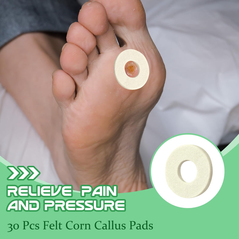 [Australia] - Felt Callus Pads Callus Cushions for Bottom of Foot Round Corn Pads Beige Adhesive Foot Callus Pads Soft Foot Callous Cushions Bulk for Women Men Feet Toes Heel Pain Relief(30 Pcs) 30 