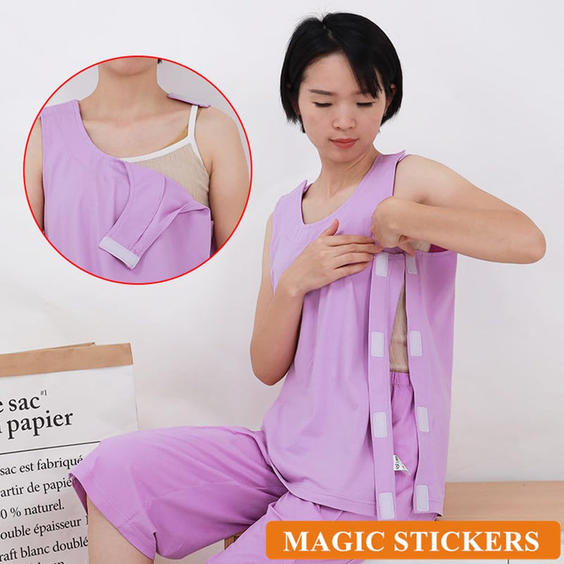 [Australia] - WEEOATAR Unisex Post Shoulder Surgery Shirts Rehab Shirt,Recovery Tear Away T-shirt,Full Open Shirt Dialysis Chemo Clothing XX-Large Grey,long 