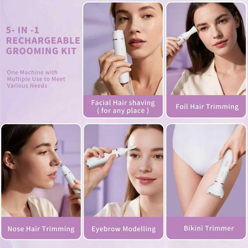 [Australia] - Electric Razor for Women- 5 in 1 Electric Shaver for Women, Wet & Dry Bikini Trimmer and Facial Hair Remover,Eyebrow Razors Nose Hair Trimmer Rechargeable Hair Removal Kit for Full-Body Hair 831 