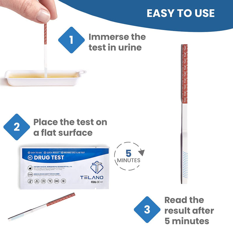[Australia] - 15x Telano Cannabis Drug Test THC | Urine drug test to detect breakdown products of cannabis, marijuana and hashish in the body | Rapid drug test cannabis 1 piece (pack of 15) 