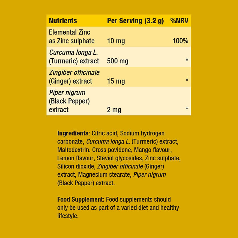 FAST&UP Turmeric & Ginger Effervescent Tablets, Herbal Supplement with Curcumin, Zinc, Black Pepper, 100 Tablets (4 x 25), Mango Flavour, by Fullife Healthcare 1 count (Pack of 100)