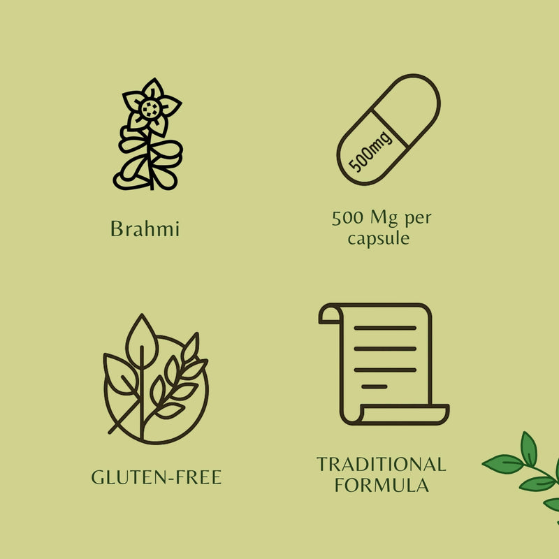 [Australia] - Brahmi Extract 500mg - 60 Vegetarian Capsules|Bacopa Monnieri Bacosides| All Natural | 100% Vegan | Gluten-Free | GMP Certified Brahmi 60 Count (Pack of 1) 