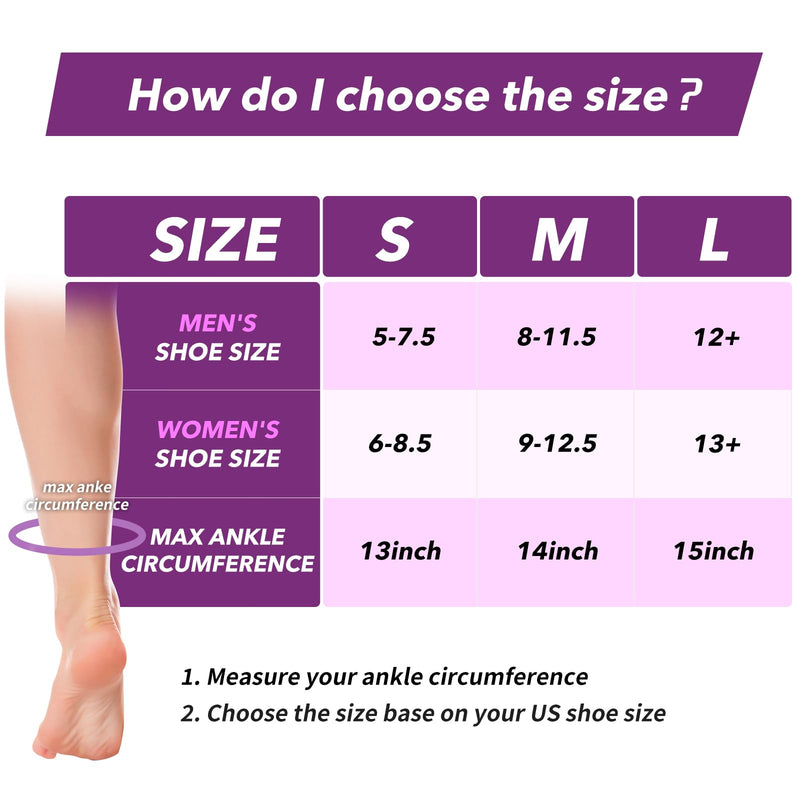 Plantar Fasciitis Night Splint Sock with Massage Ball for Tension Relief, Alleviate Pain from Plantar Fasciitis, Arch Pain, Heel Spur, Foot-drop and Achilles Tendonitis, Soft and Comfortable Foot Brace for Men and Women, Medium-Purple