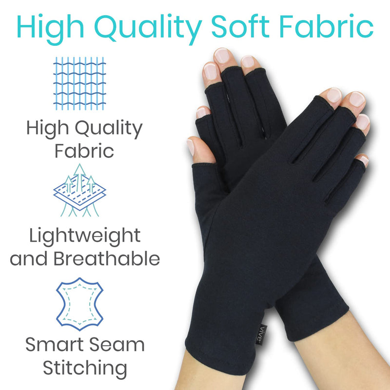 [Australia] - Vive Rheumatoid Arthritis Gloves - Men and Women Fingerless Compression Wrap for Hand Pain and Osteoarthritis - Black Hand Wrap for Arthritic Joint Symptom Relief - Open Finger Fit Medium 