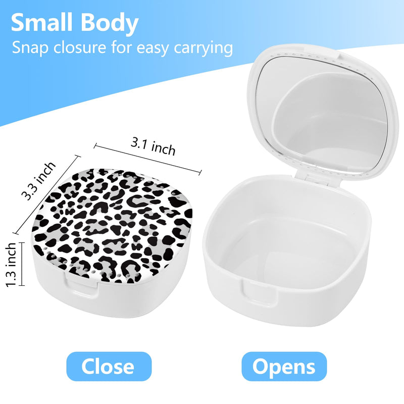 [Australia] - Retainer/Mouth Guard/Denture/Night Guard Case with Mirror & Ventilation Holes - Leopard Print 